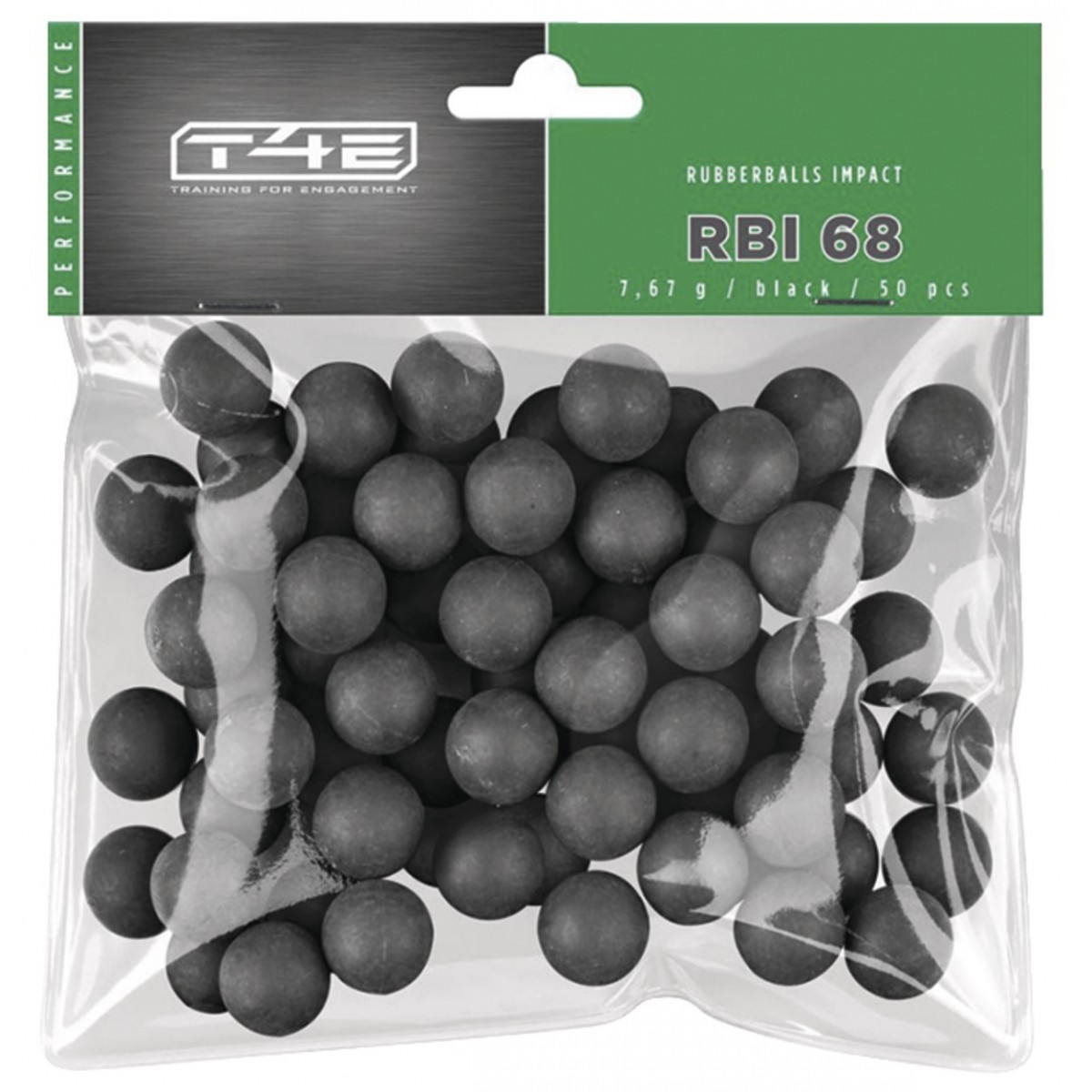 BILLES CAOUTCHOUC T4E RBI68 CAL. .68 NOIR SACHET DE 50 NOYAU ACIER