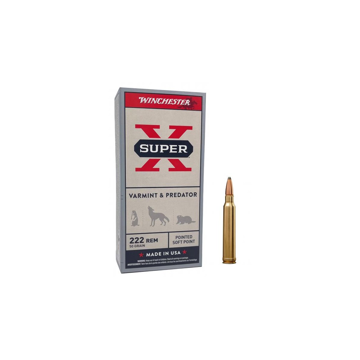 CARTOUCHES WINCHESTER SUPER X CAL 222 REM PSP 50GR X20