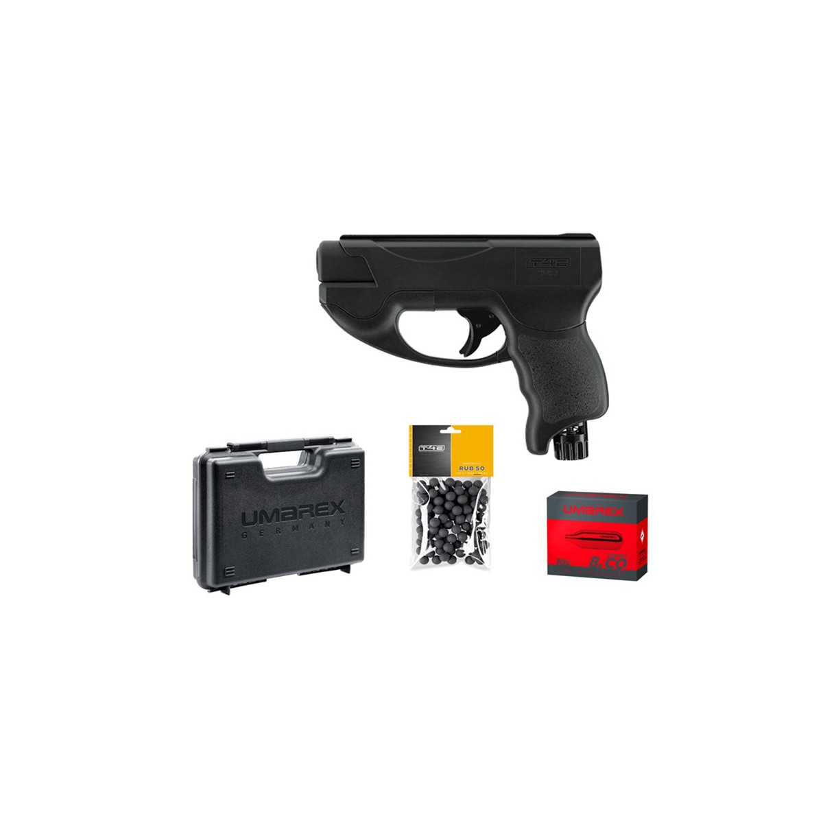 PACK PISTOLET DE DEFENSE T4E TP50C CAL. .50 NOIR DAO 4CPS + 100 BILLES, BOITE 10 CARTOUCHES