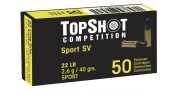 CARTOUCHES TOP SHOT STANDARD VELOCITY CAL. .22 LR LRN TÊTE PLOMB RONDE 40GR 2,59 G BTE 50