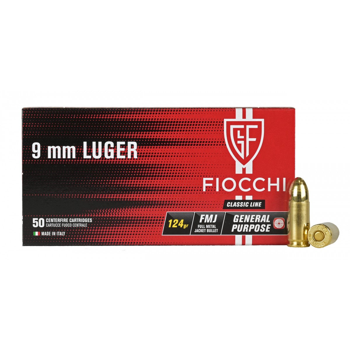 CARTOUCHES FIOCCHI 9MM 124 GRAINS FMJ