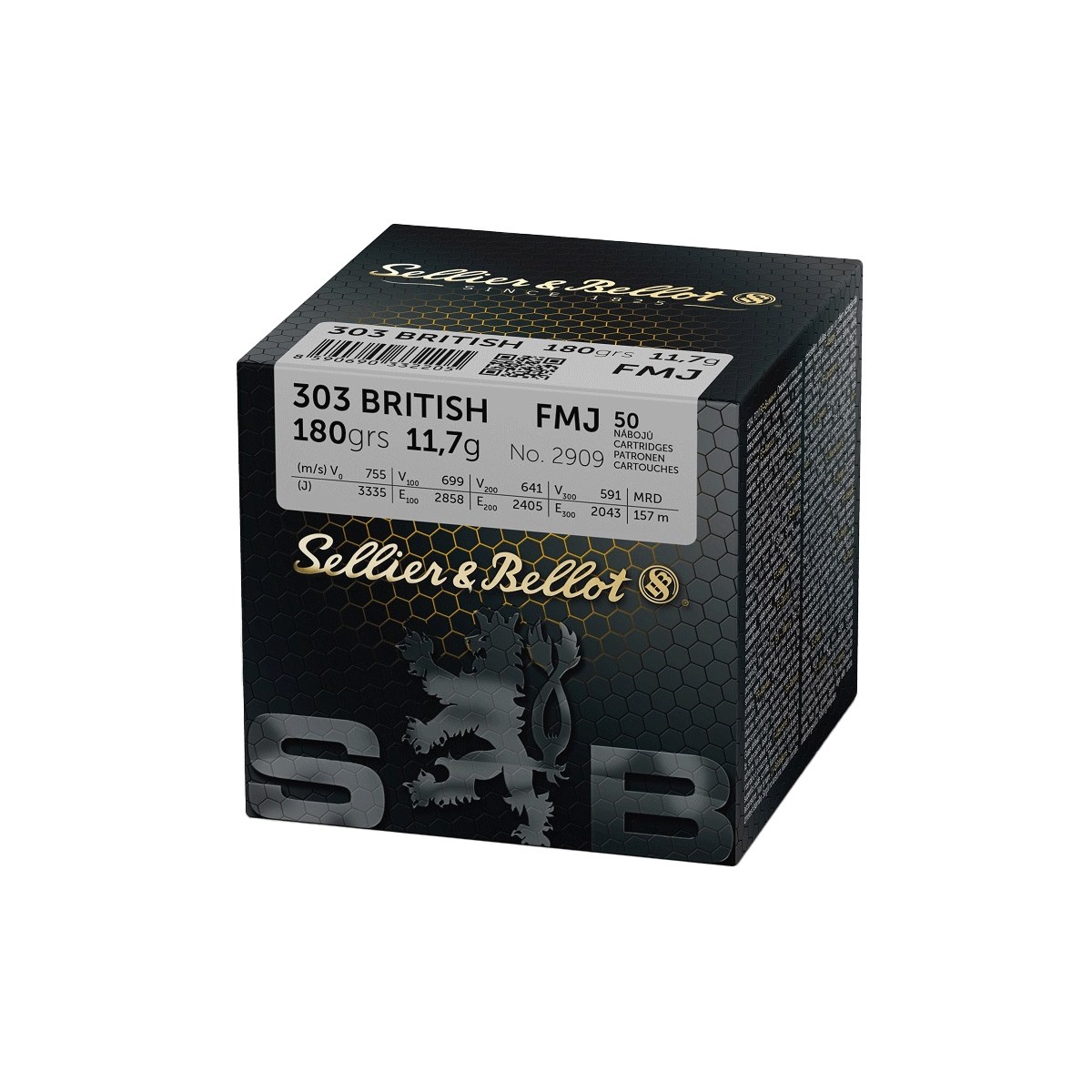 CARTOUCHES SELLIER BELLOT CAL 303 BRITISH FMJ 180GR X50