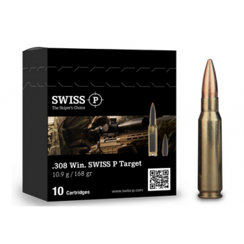 CARTOUCHE SWISS P .308WIN 168GR  TARGET BTHP BOITE DE 10